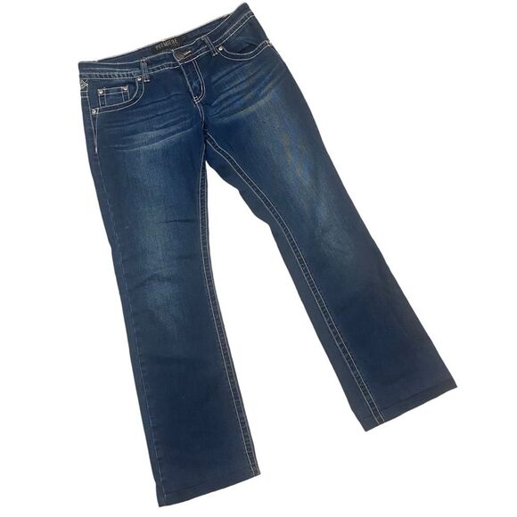 Rue 21 Premiere Mid Rise Boot Cut Jeans Juniors Size 7/8 Regular Embellished - Picture 3 of 7